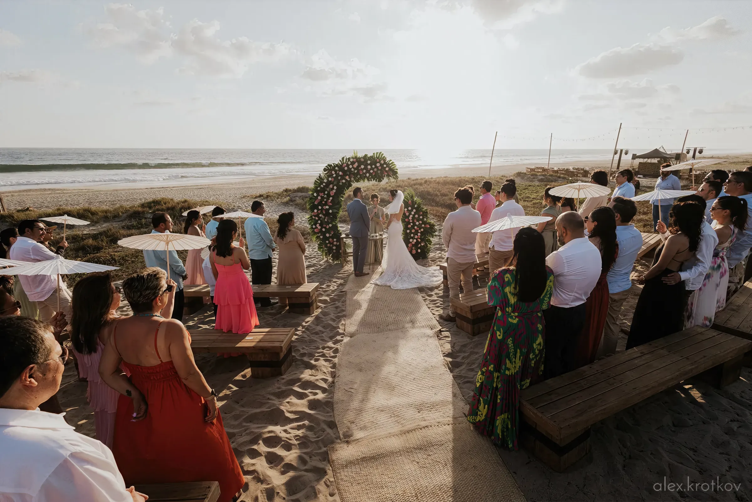 Weeding ceremony in front of the beach
